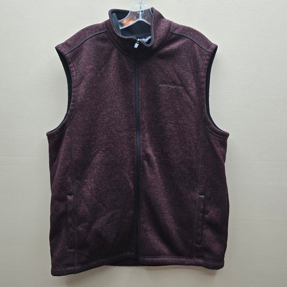 Eddie Bauer Mens Fleece Lined Full Zip Vest Outdoors Hiking Trail Burgundy SZ XL
